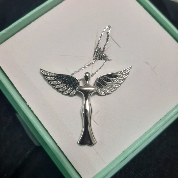 Angel Of The Night Cubic Zirconia Sterling Silver Necklace - Picture 2 of 10